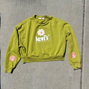 Brat green Levi’s daisy California cropped crew neck sweatshirt